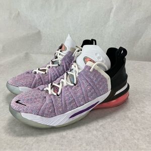 nike lebron 18 low graffiti basketball shoes size 5y purple white